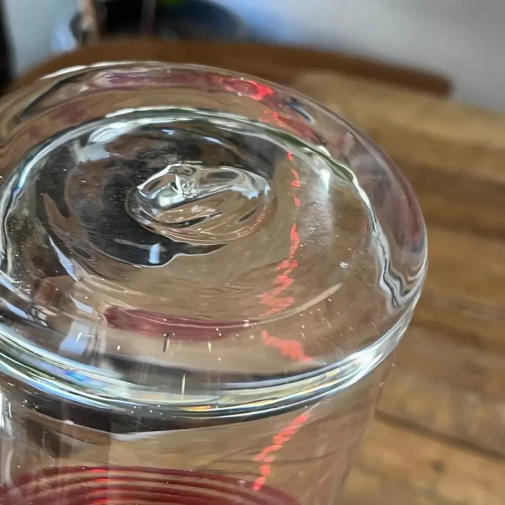 Vintage Pier 1 Imports Red Swirline Blown Glass Cylinder Art Vase 10